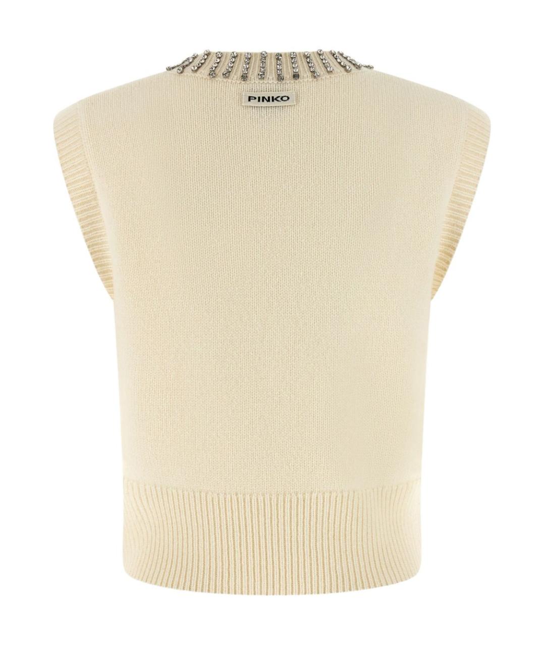 PINKO Бежевая шерстяная жилетка, фото 4
