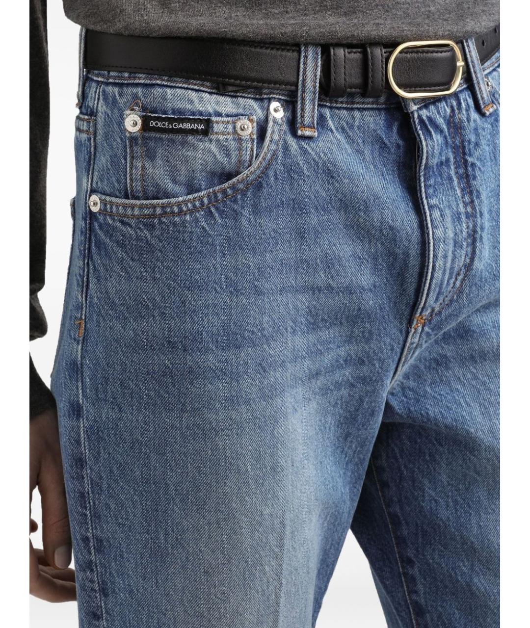 DOLCE&GABBANA Голубые хлопковые прямые джинсы, фото 5
