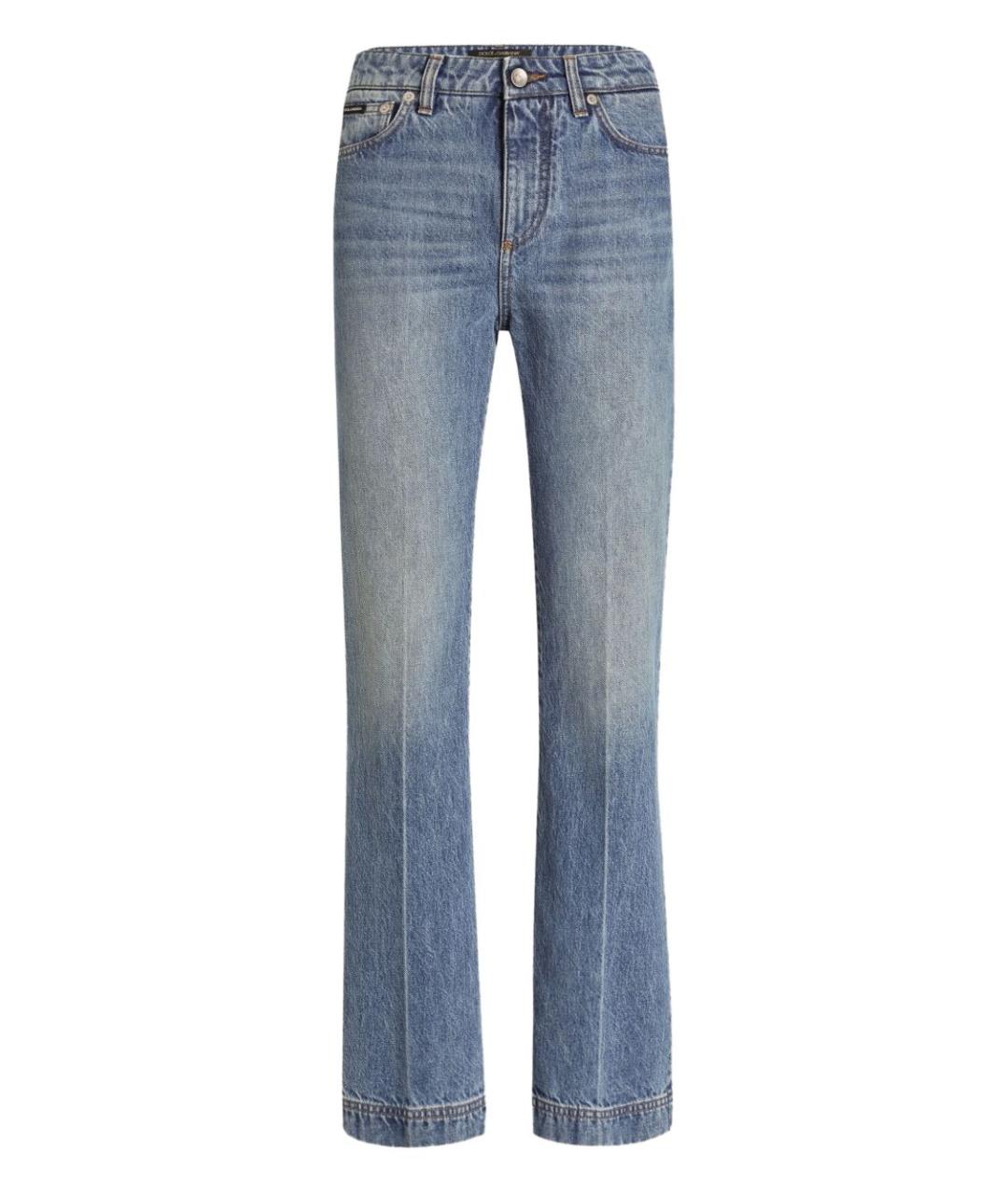 DOLCE&GABBANA Голубые хлопковые прямые джинсы, фото 1