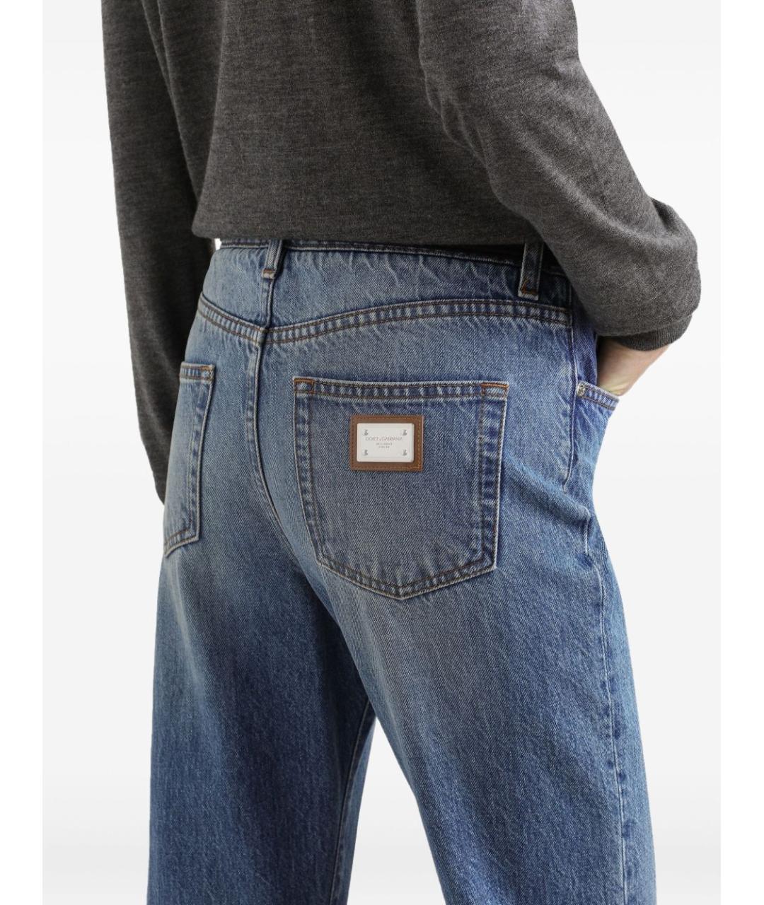 DOLCE&GABBANA Голубые хлопковые прямые джинсы, фото 3