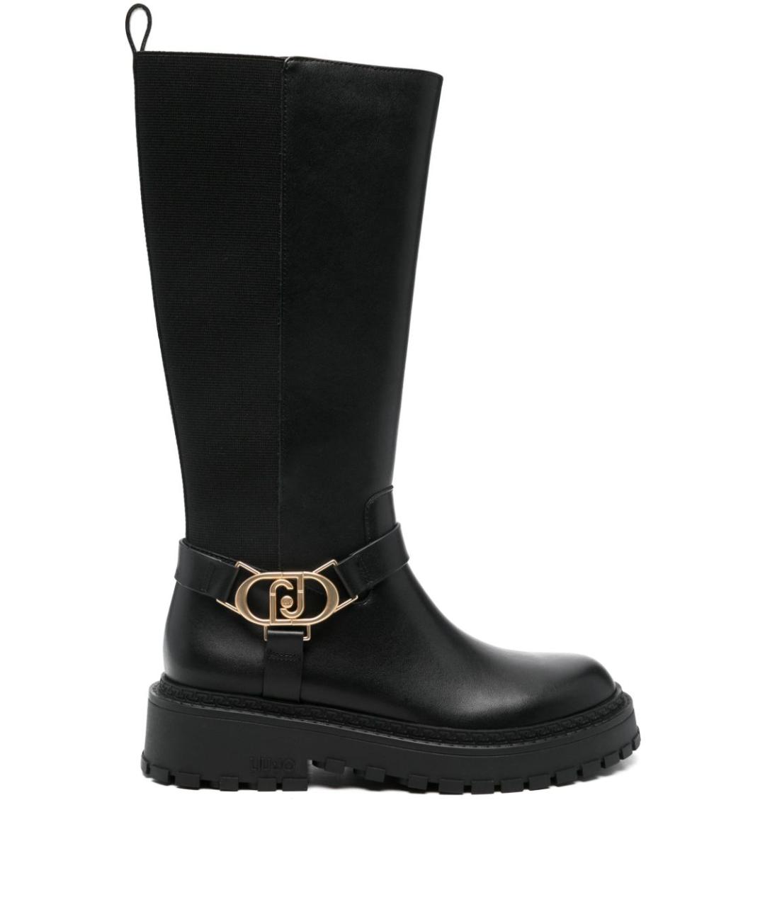 LIU JO Черные кожаные сапоги, фото 1