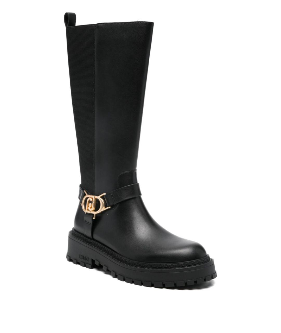 LIU JO Черные кожаные сапоги, фото 4