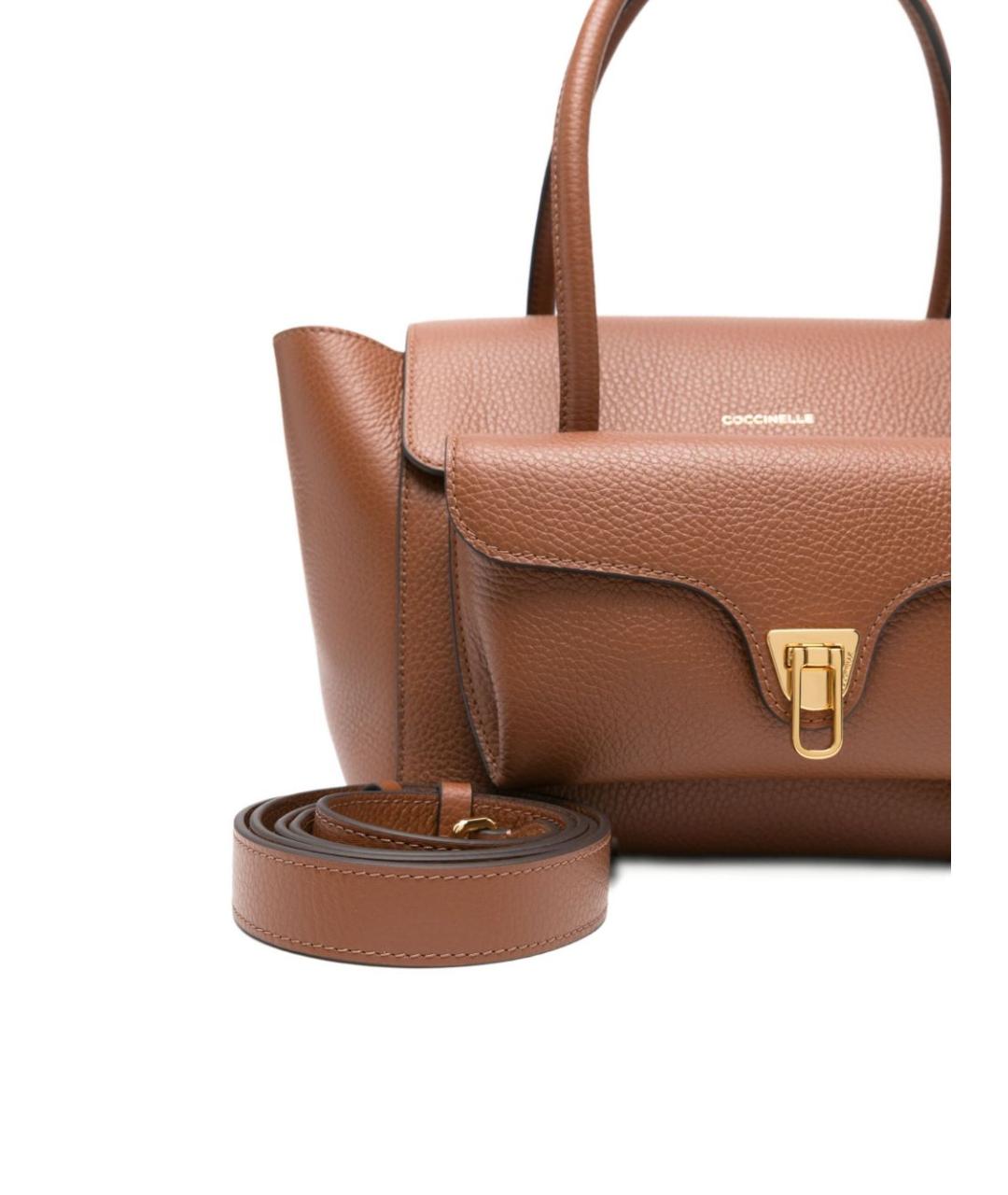COCCINELLE Коричневая кожаная сумка тоут, фото 5