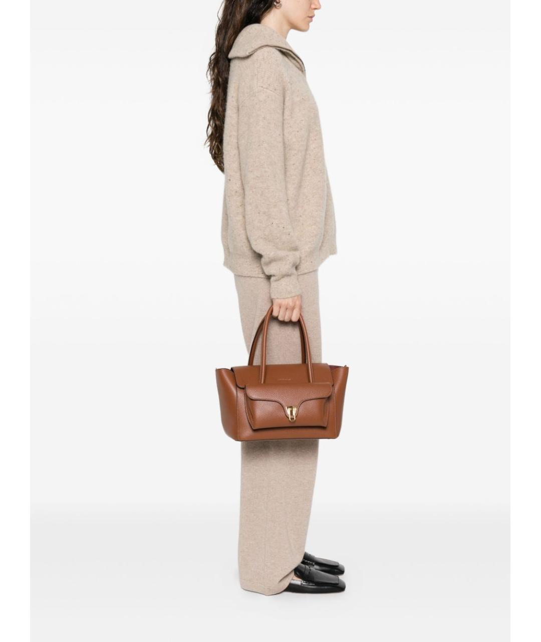 COCCINELLE Коричневая кожаная сумка тоут, фото 2