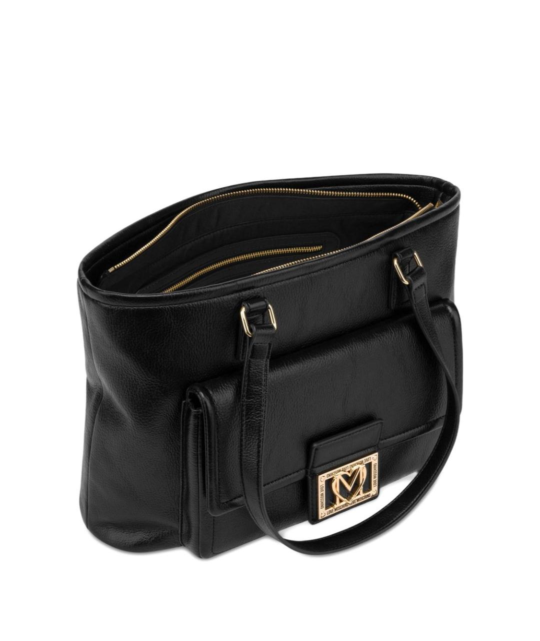 LOVE MOSCHINO Черная сумка тоут из искусственной кожи, фото 3