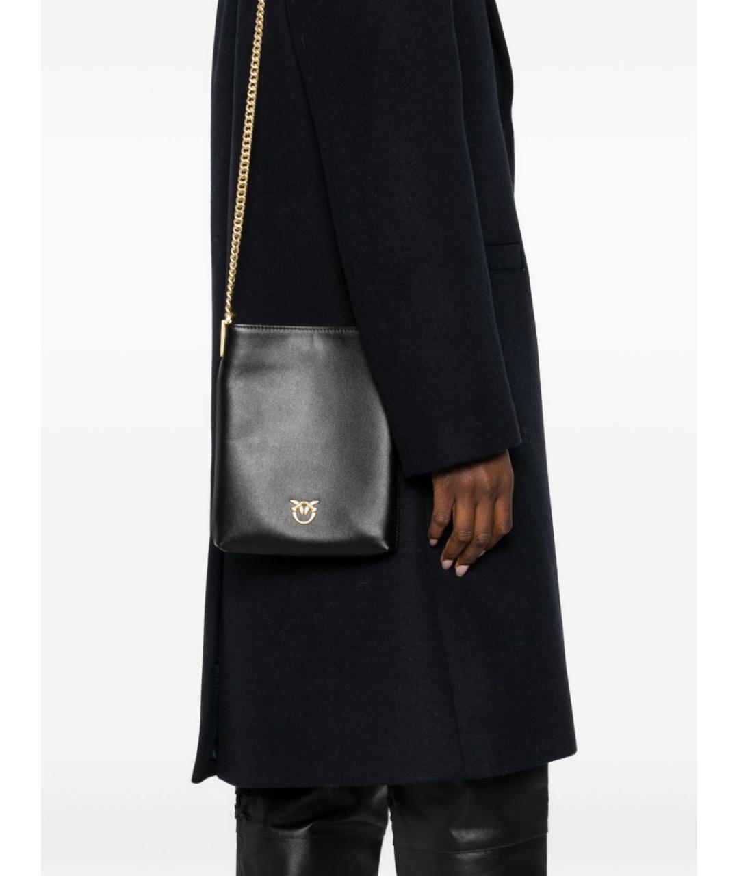 PINKO Черная кожаная сумка через плечо, фото 3
