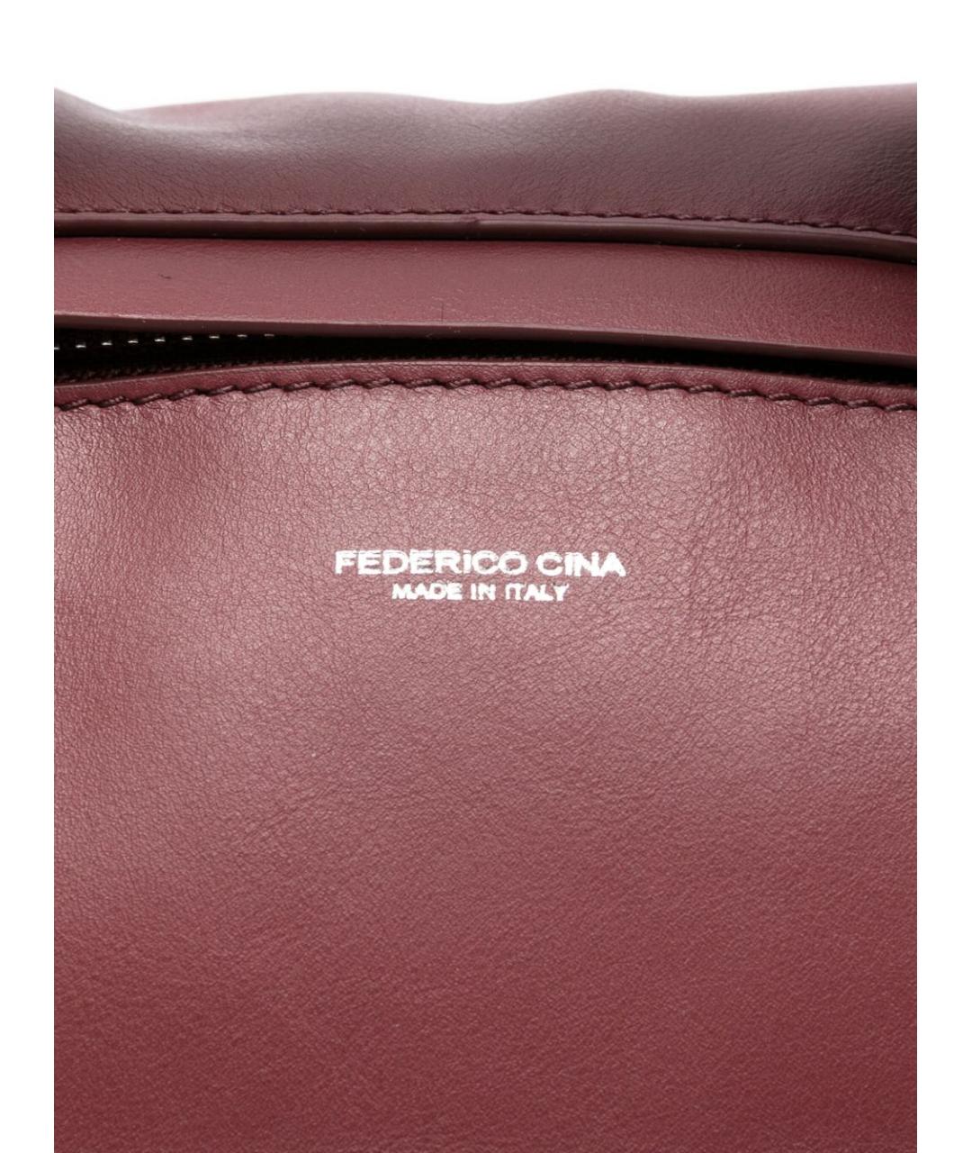FEDERICO CINA Бордовая кожаная сумка с короткими ручками, фото 2