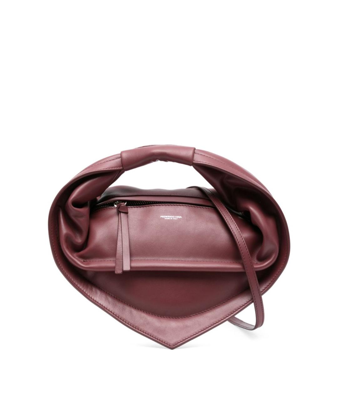 FEDERICO CINA Бордовая кожаная сумка с короткими ручками, фото 1