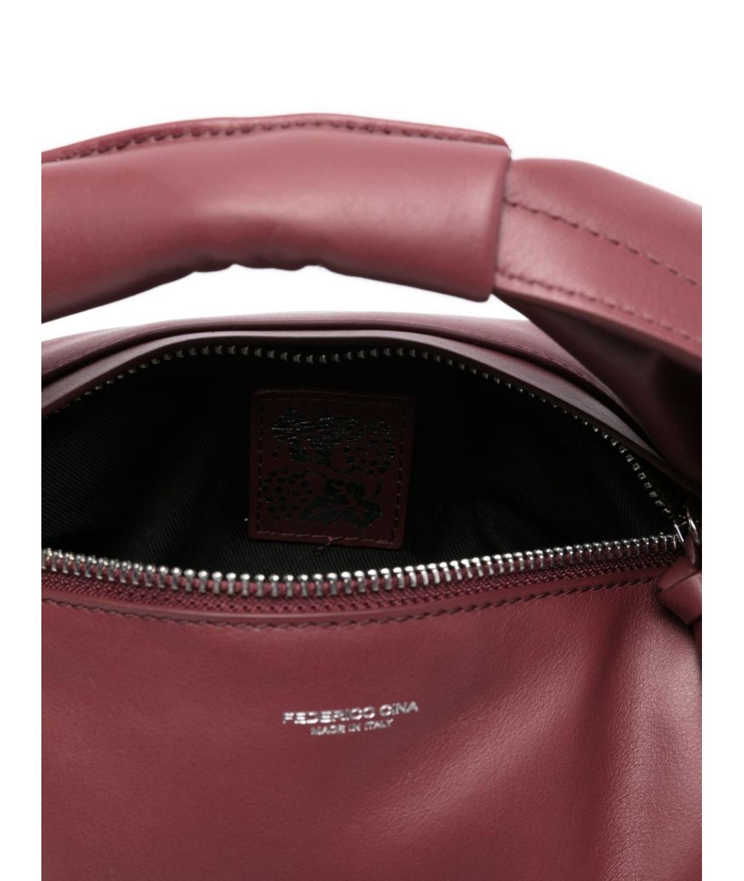 FEDERICO CINA Бордовая кожаная сумка с короткими ручками, фото 3
