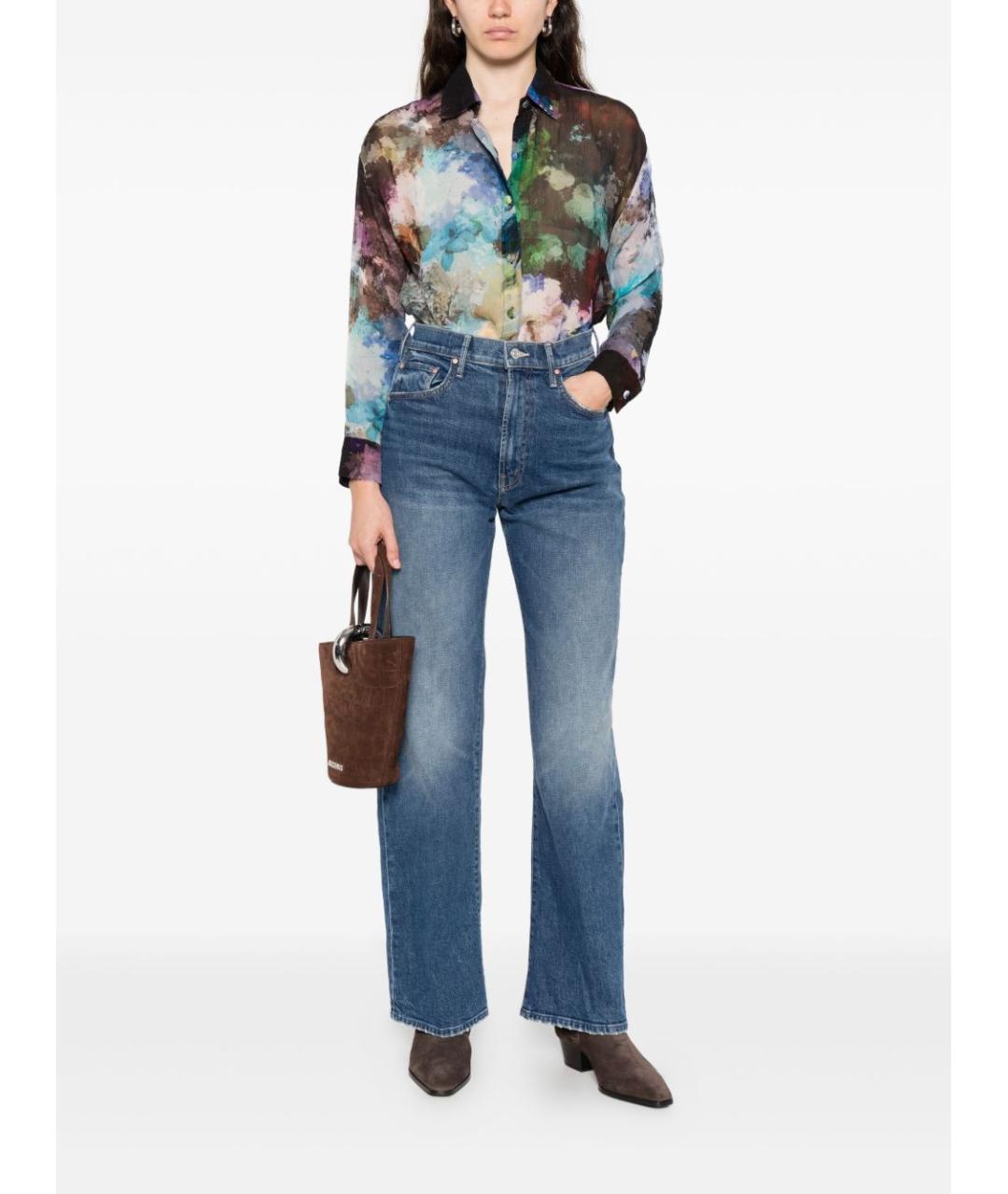 MOTHER Синие хлопковые прямые джинсы, фото 2