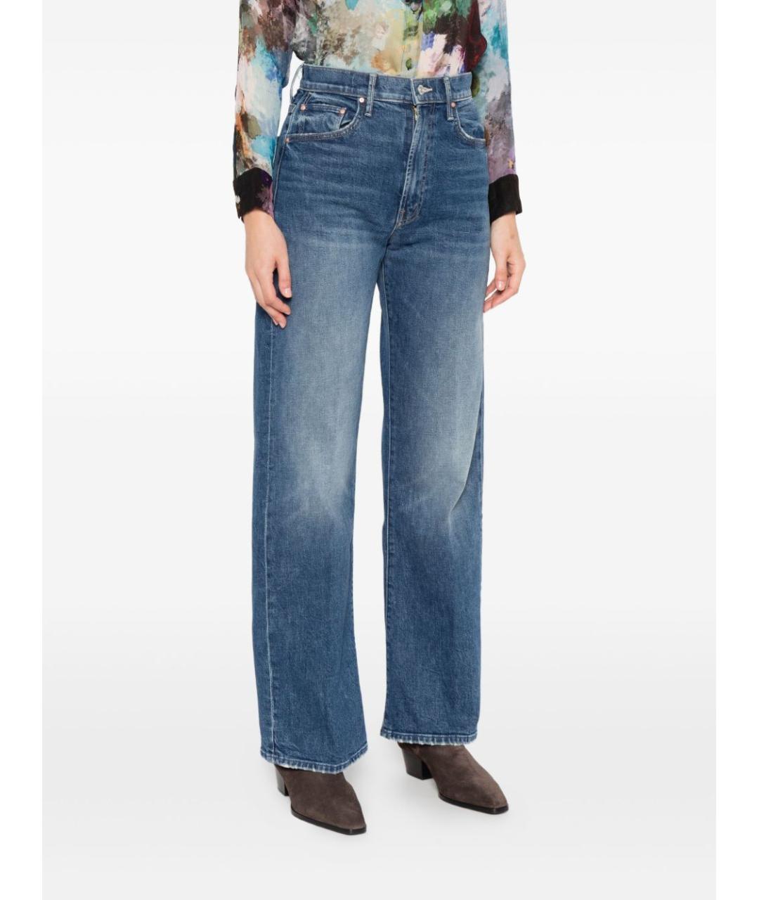 MOTHER Синие хлопковые прямые джинсы, фото 5