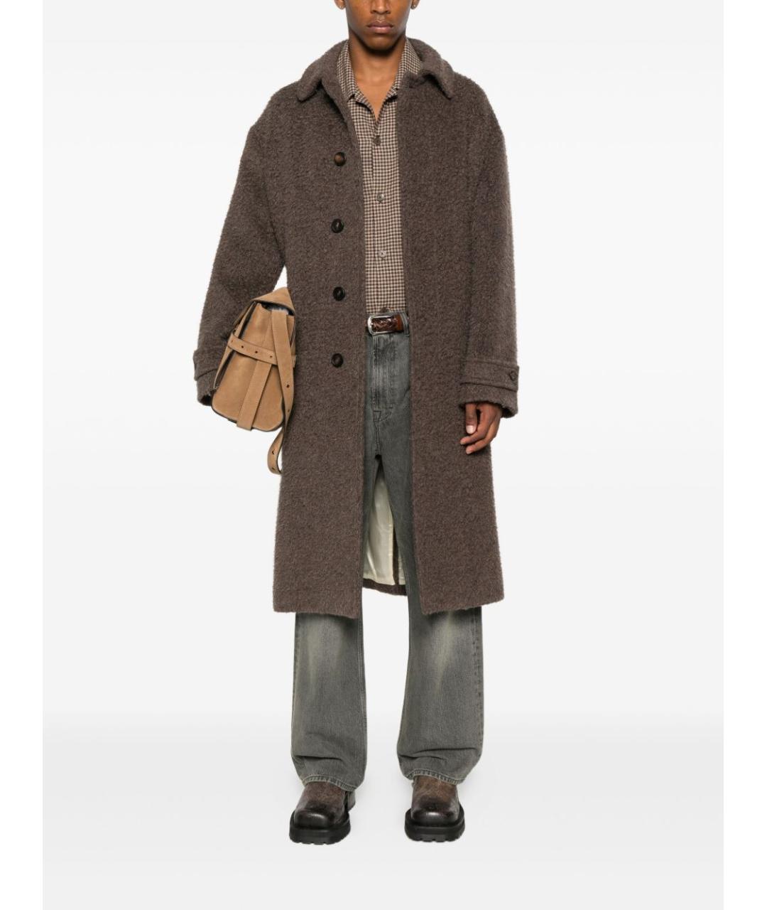 GOLDEN GOOSE DELUXE BRAND Коричневое шерстяное пальто, фото 2