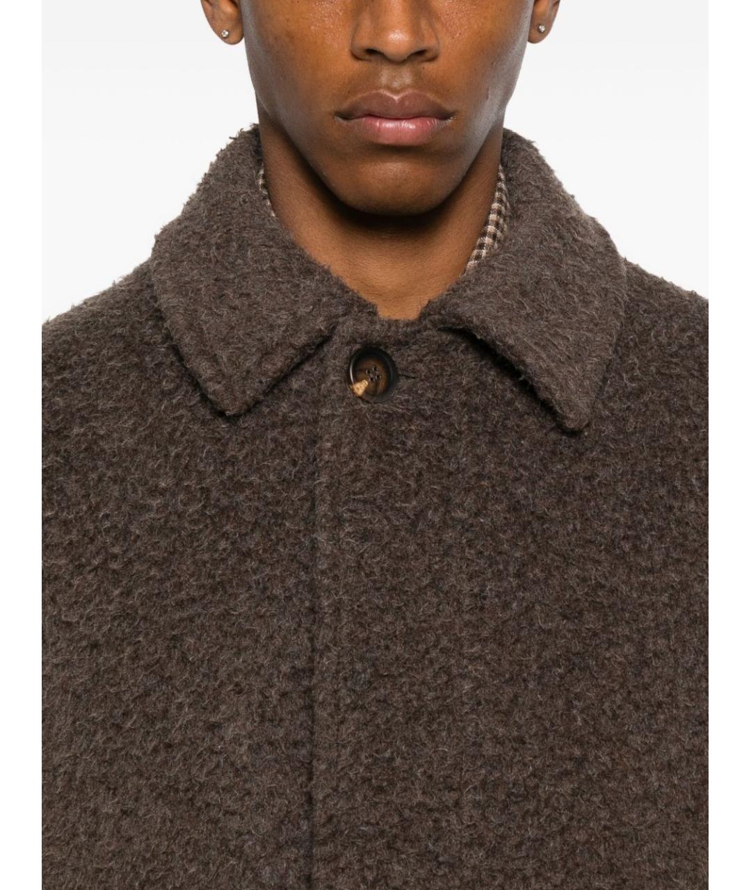 GOLDEN GOOSE DELUXE BRAND Коричневое шерстяное пальто, фото 3