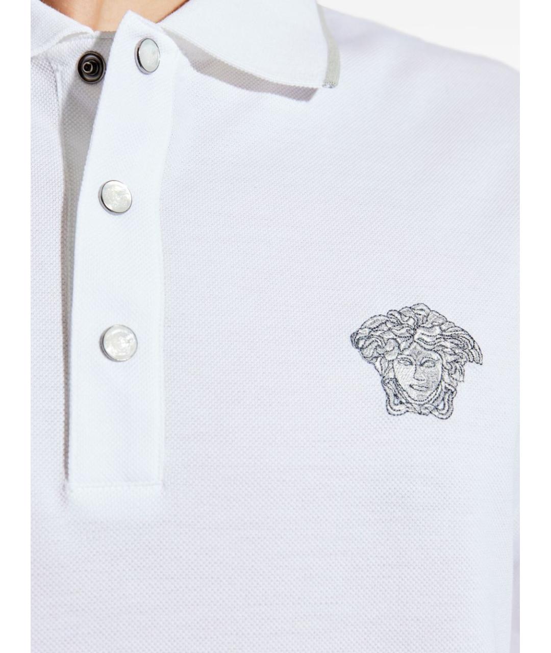 VERSACE Белое хлопковое поло с коротким рукавом, фото 2