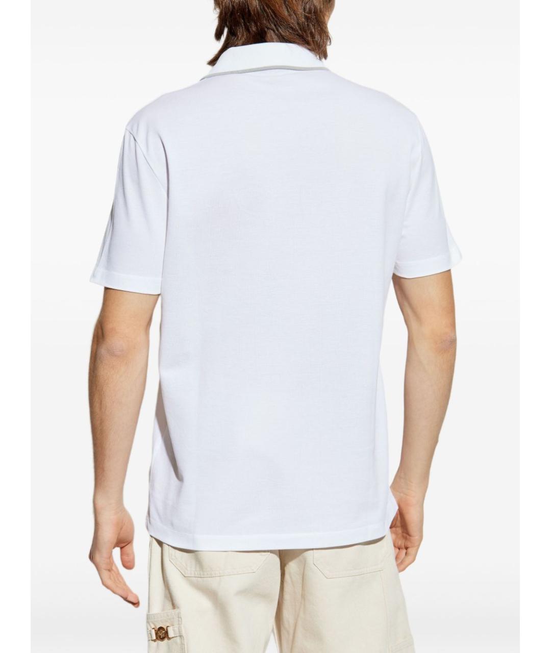 VERSACE Белое хлопковое поло с коротким рукавом, фото 5