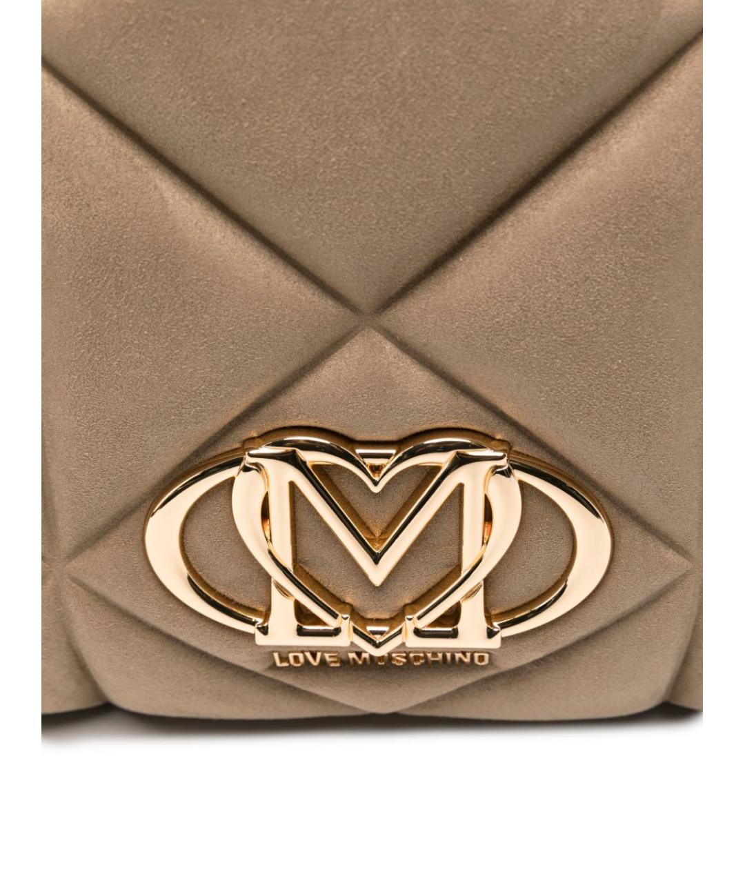 LOVE MOSCHINO Бежевая синтетическая сумка тоут, фото 5