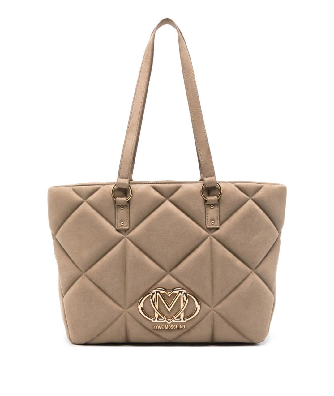 LOVE MOSCHINO Бежевая синтетическая сумка тоут, фото 1