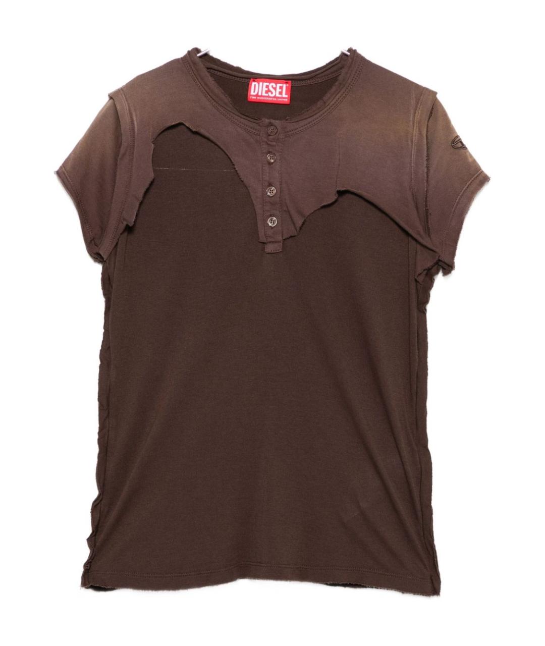 DIESEL Коричневая вискозная футболка, фото 1