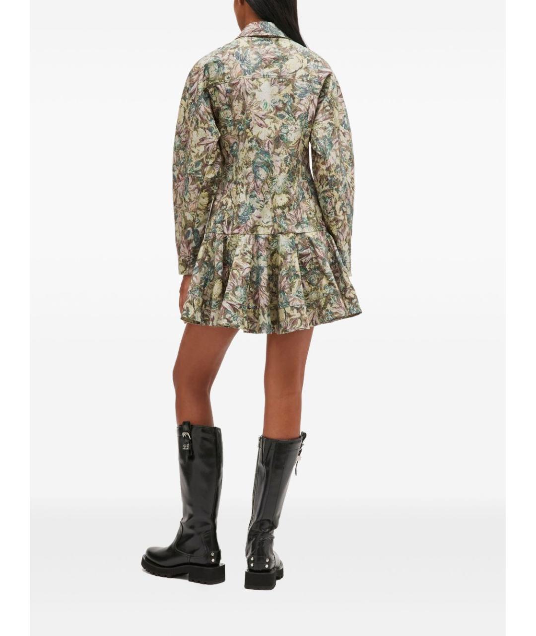 GANNI Зеленые хлопковое повседневное платье, фото 3