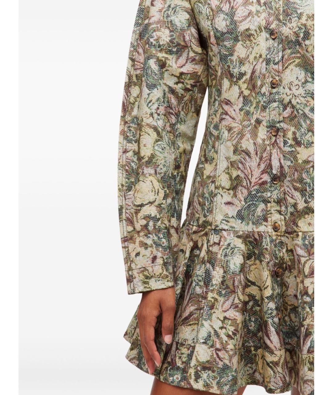 GANNI Зеленые хлопковое повседневное платье, фото 4