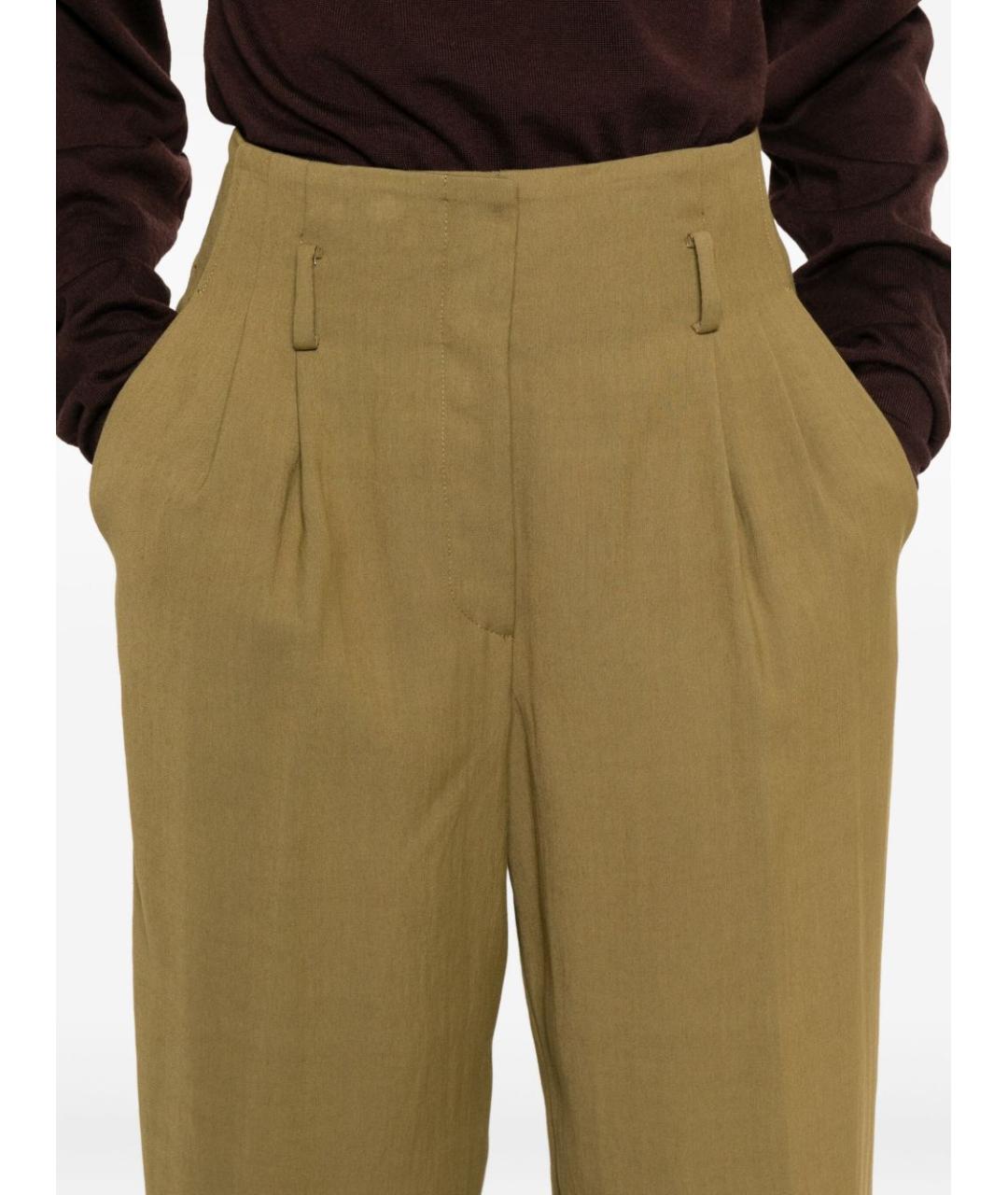 FORTE FORTE Зеленые вискозные прямые брюки, фото 3