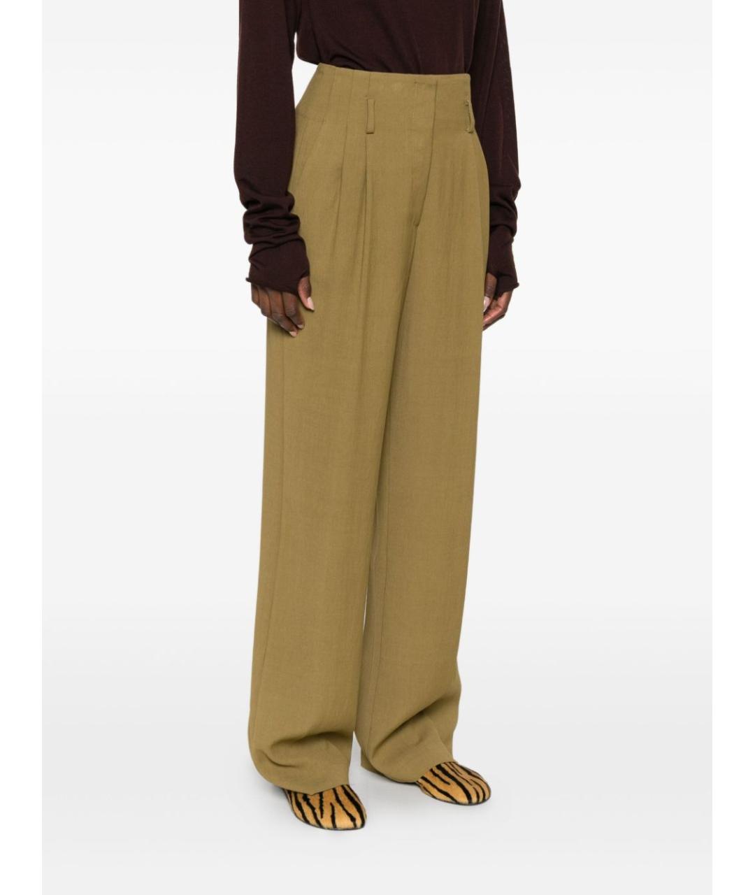 FORTE FORTE Зеленые вискозные прямые брюки, фото 5