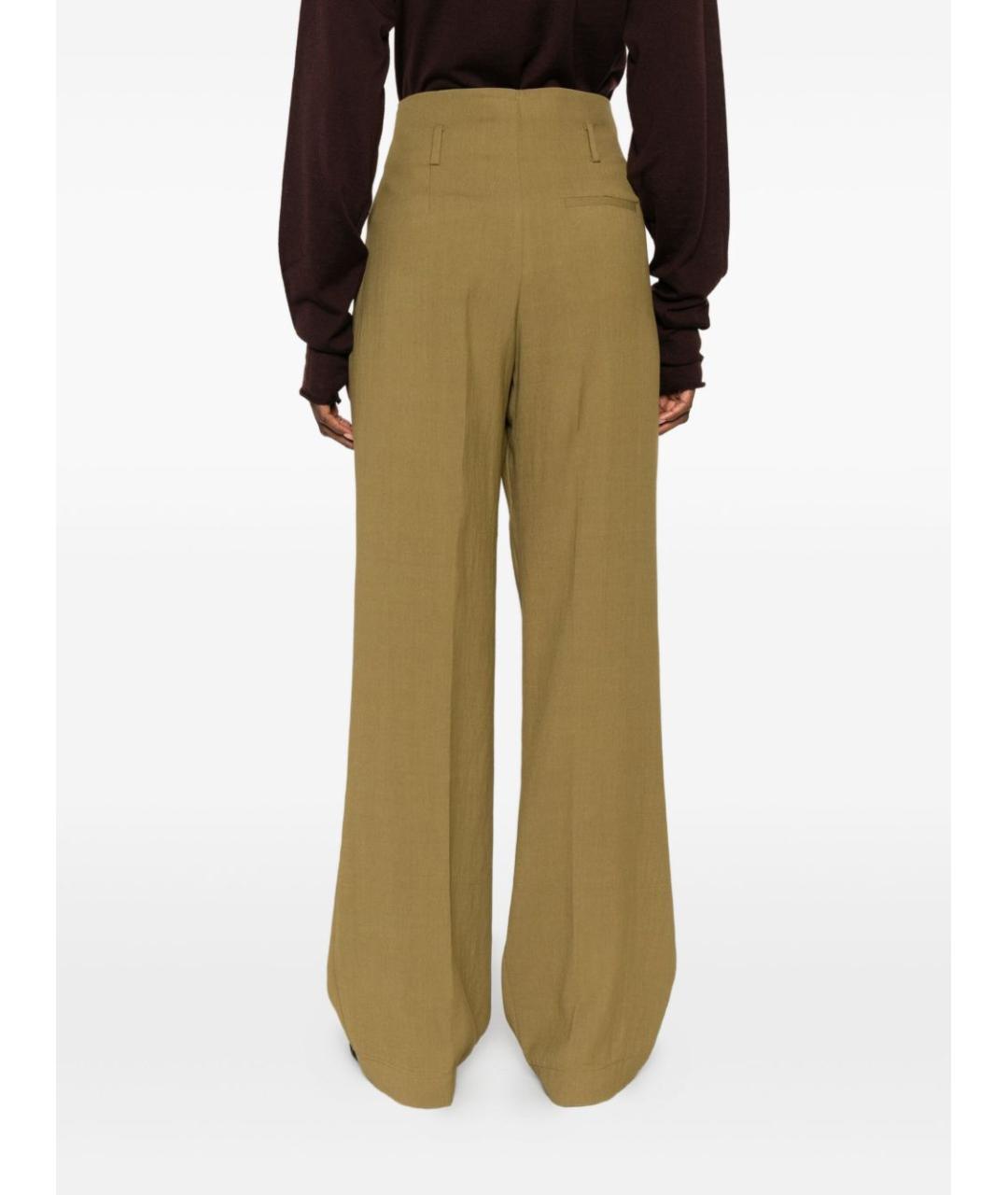 FORTE FORTE Зеленые вискозные прямые брюки, фото 4