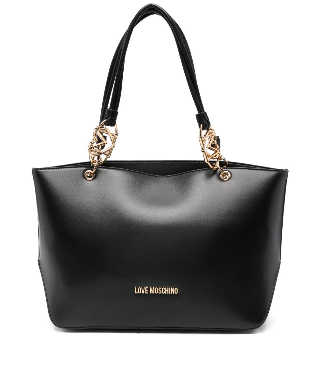 LOVE MOSCHINO Черная сумка тоут из искусственной кожи, фото 1