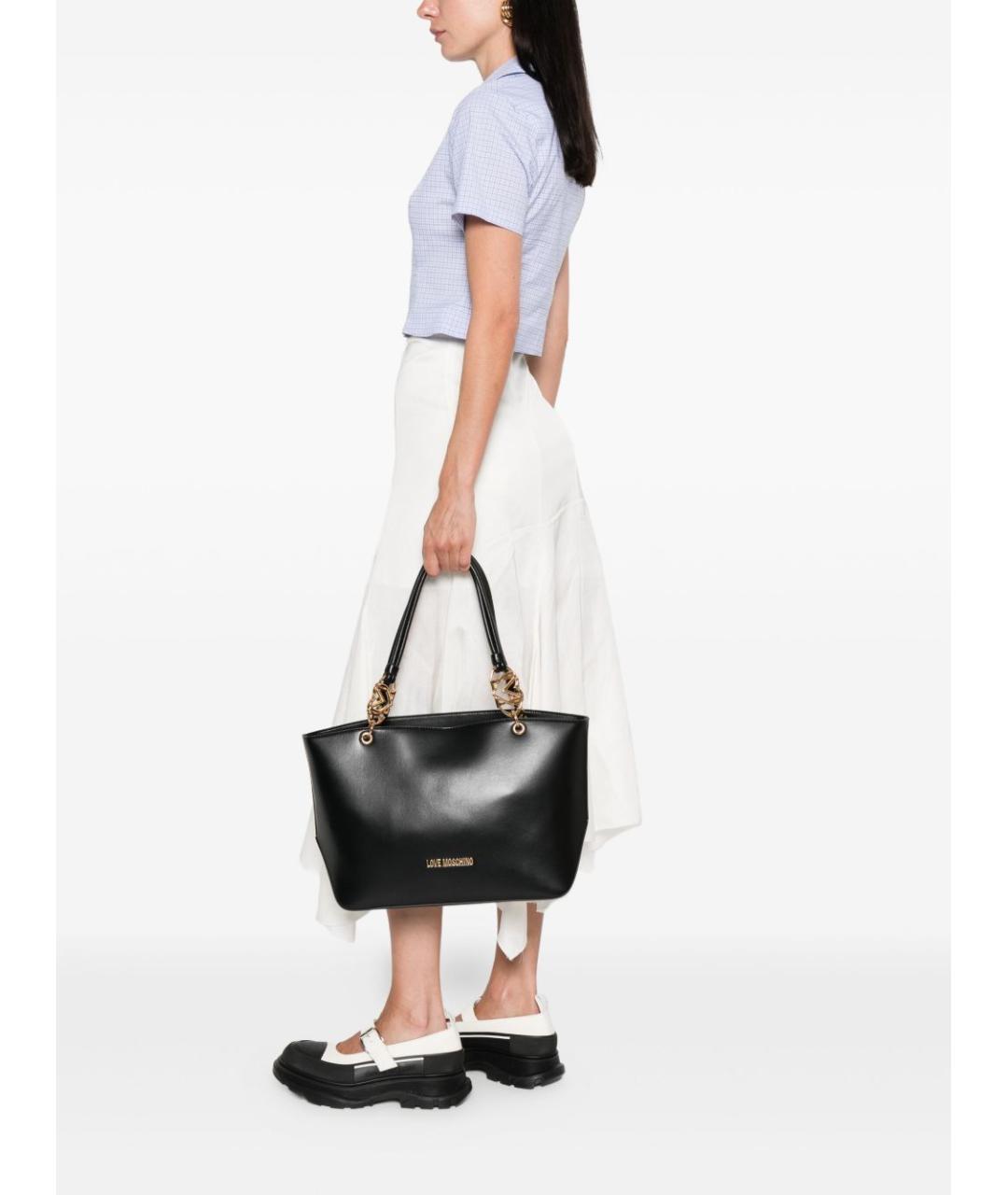 LOVE MOSCHINO Черная сумка тоут из искусственной кожи, фото 5