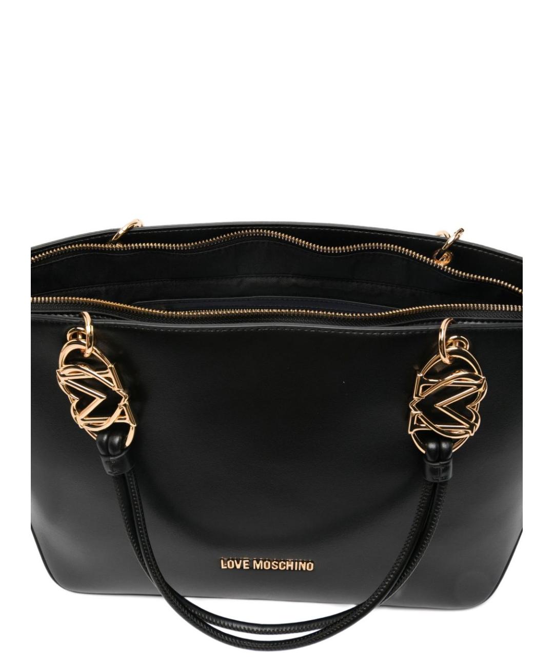 LOVE MOSCHINO Черная сумка тоут из искусственной кожи, фото 3