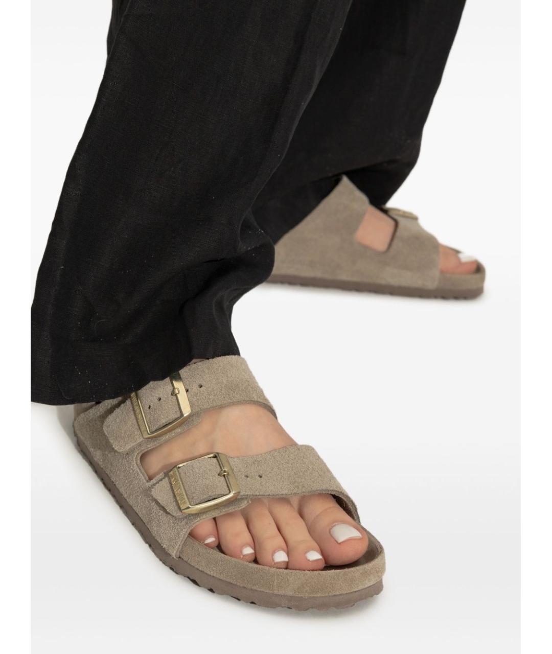 BIRKENSTOCK Бежевые кожаные сандалии, фото 2