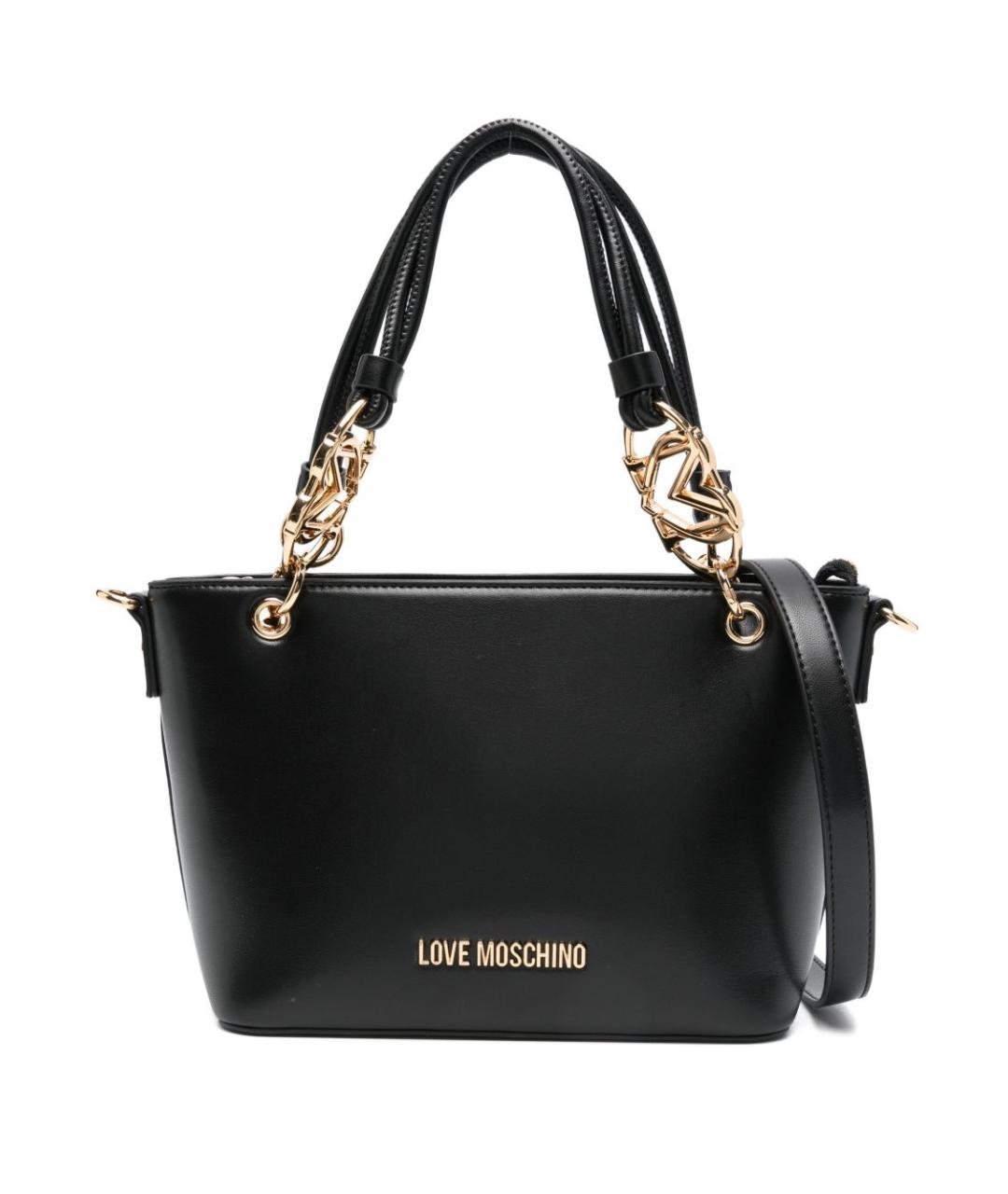 LOVE MOSCHINO Черная сумка тоут из искусственной кожи, фото 1