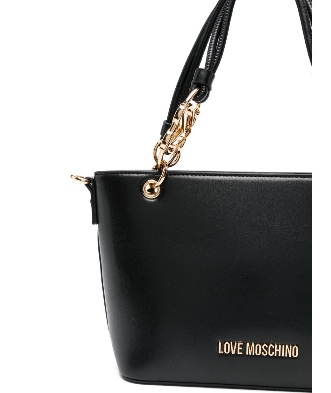 LOVE MOSCHINO Черная сумка тоут из искусственной кожи, фото 4