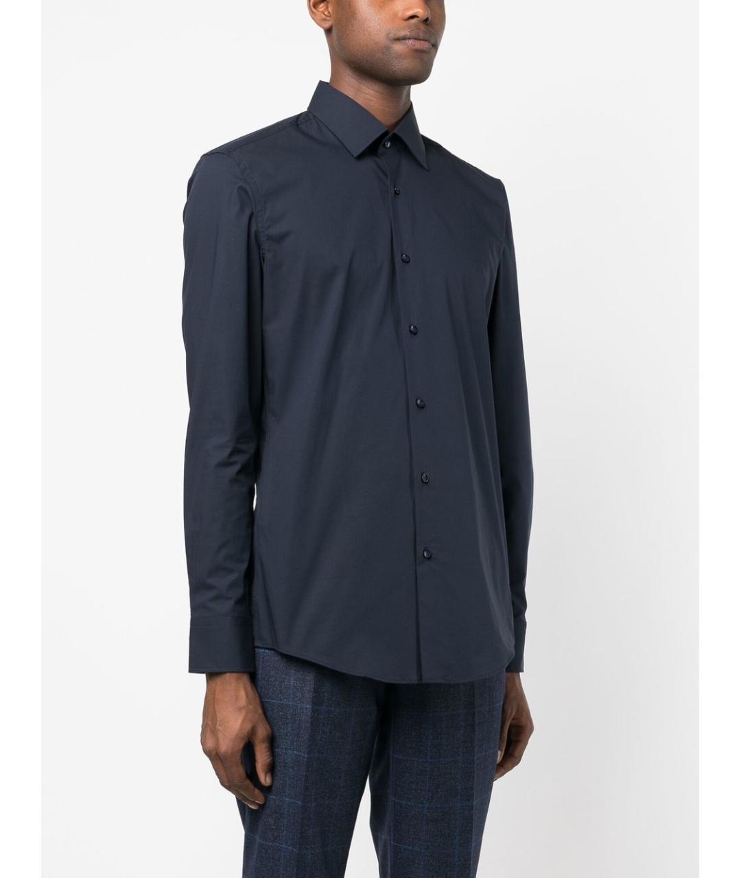 HUGO BOSS Синяя хлопковая классическая рубашка, фото 4