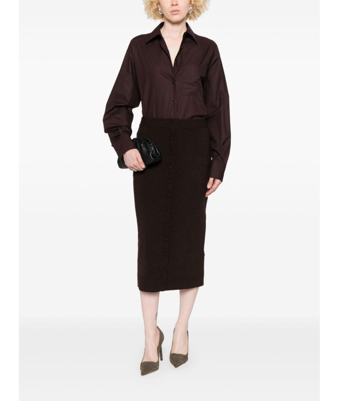 VICTORIA BECKHAM Коричневая шерстяная юбка миди, фото 4