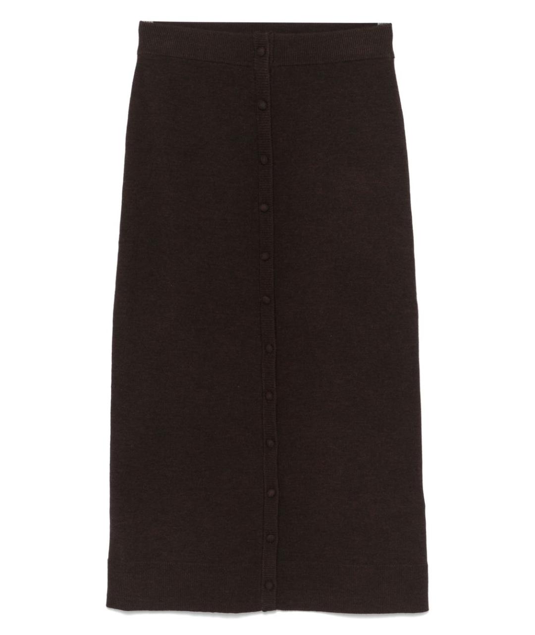 VICTORIA BECKHAM Коричневая шерстяная юбка миди, фото 1