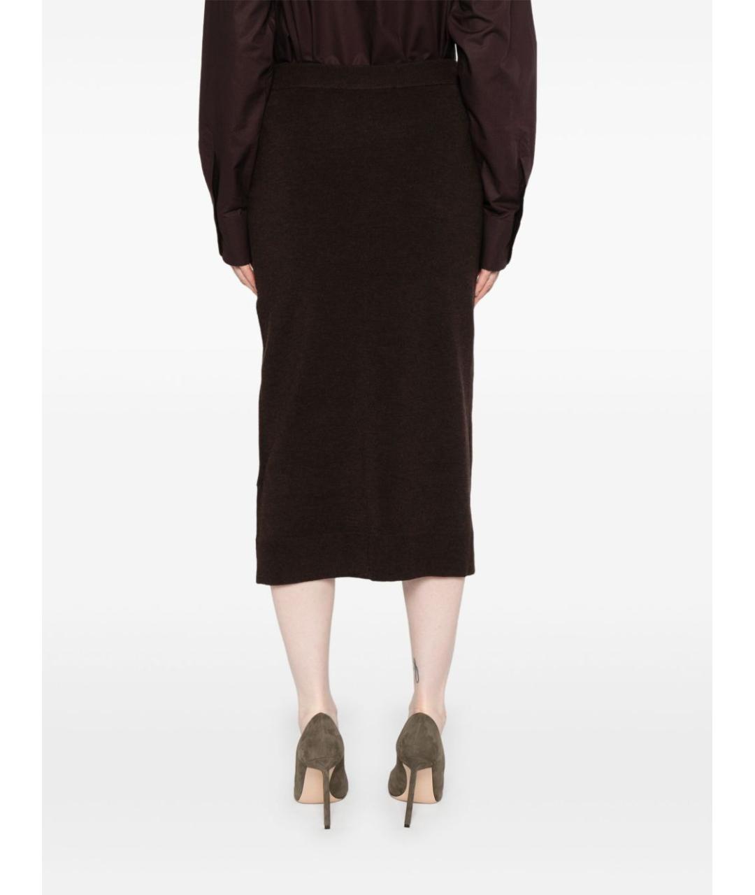 VICTORIA BECKHAM Коричневая шерстяная юбка миди, фото 5