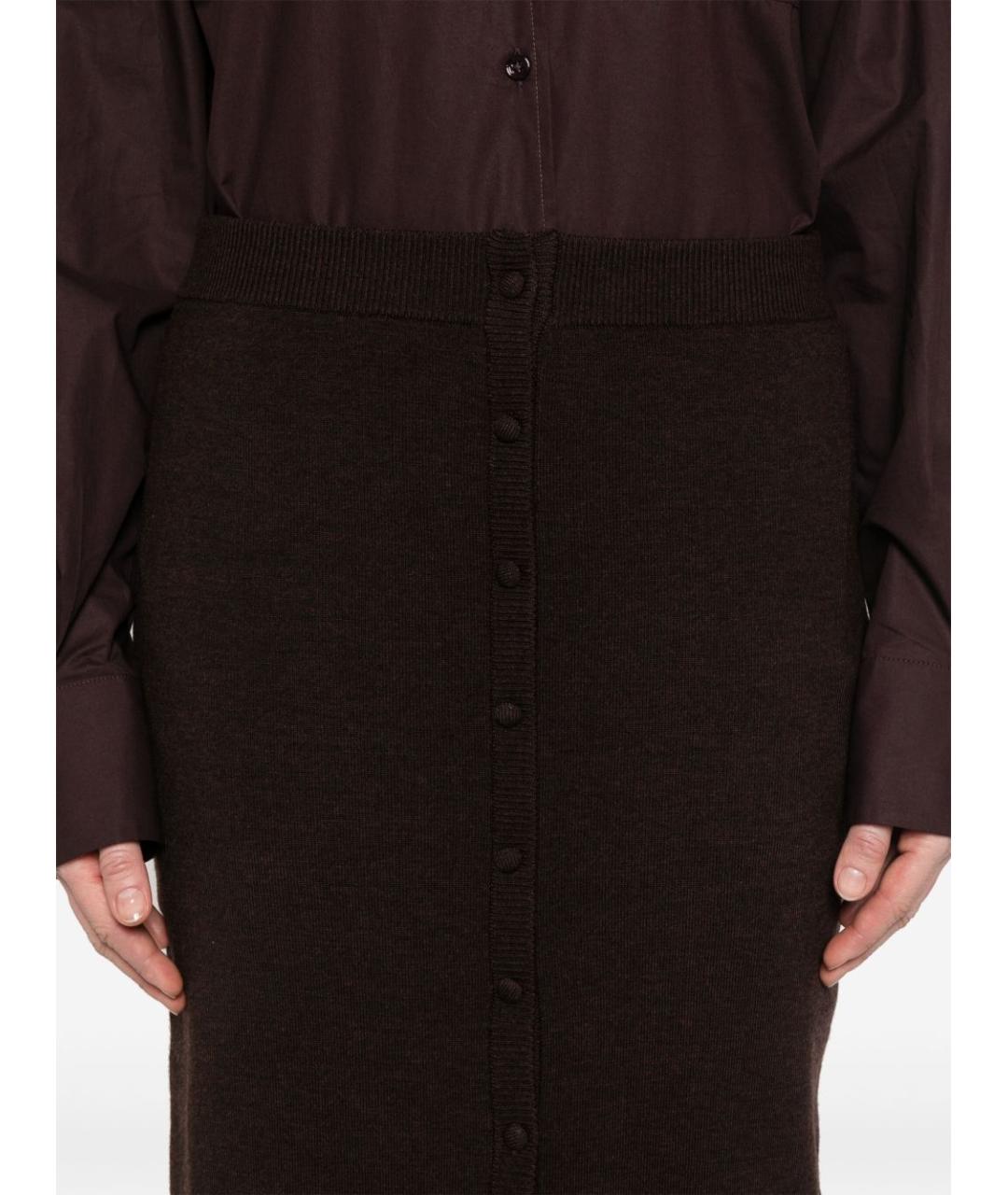 VICTORIA BECKHAM Коричневая шерстяная юбка миди, фото 2