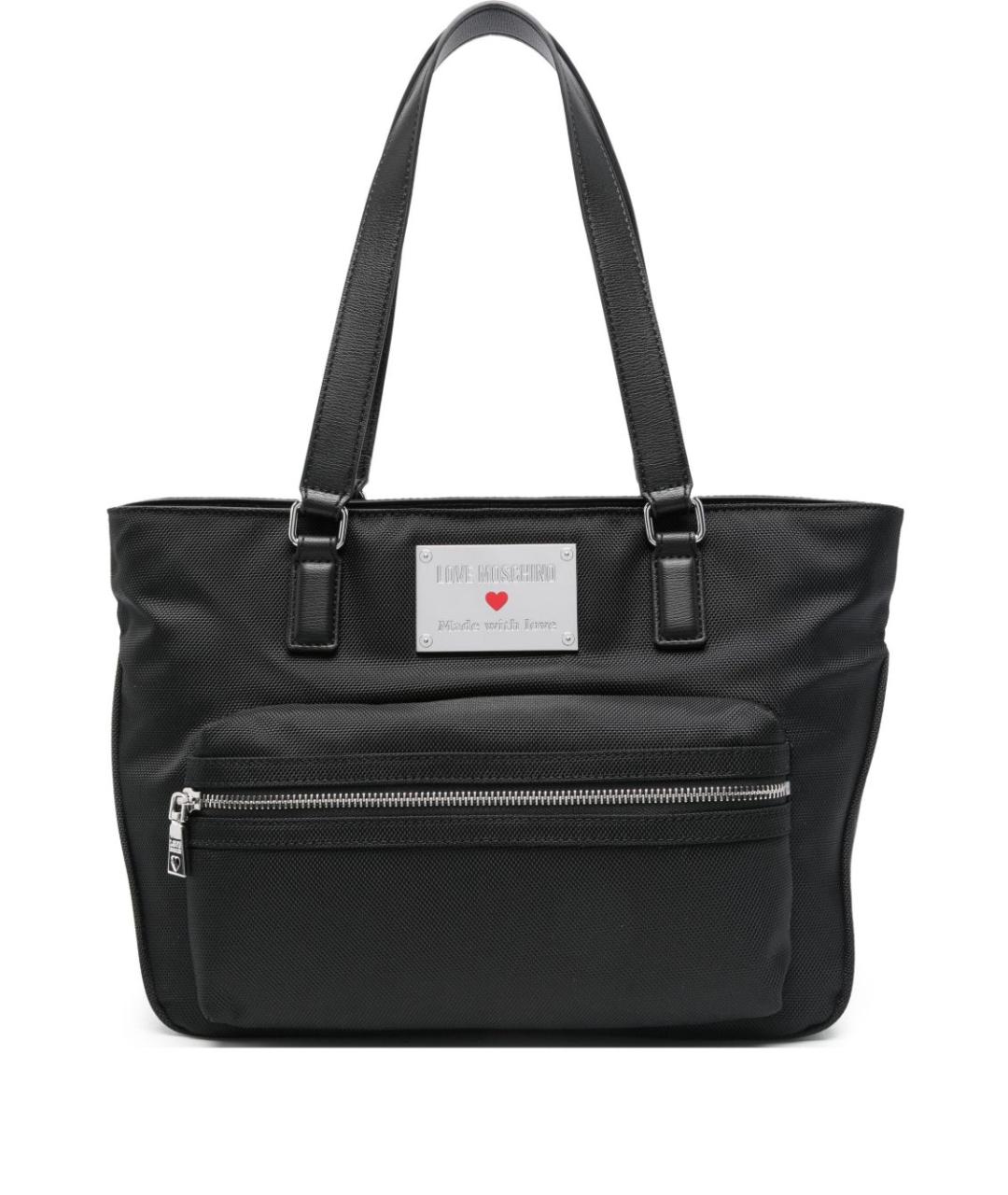 LOVE MOSCHINO Черная синтетическая сумка тоут, фото 1