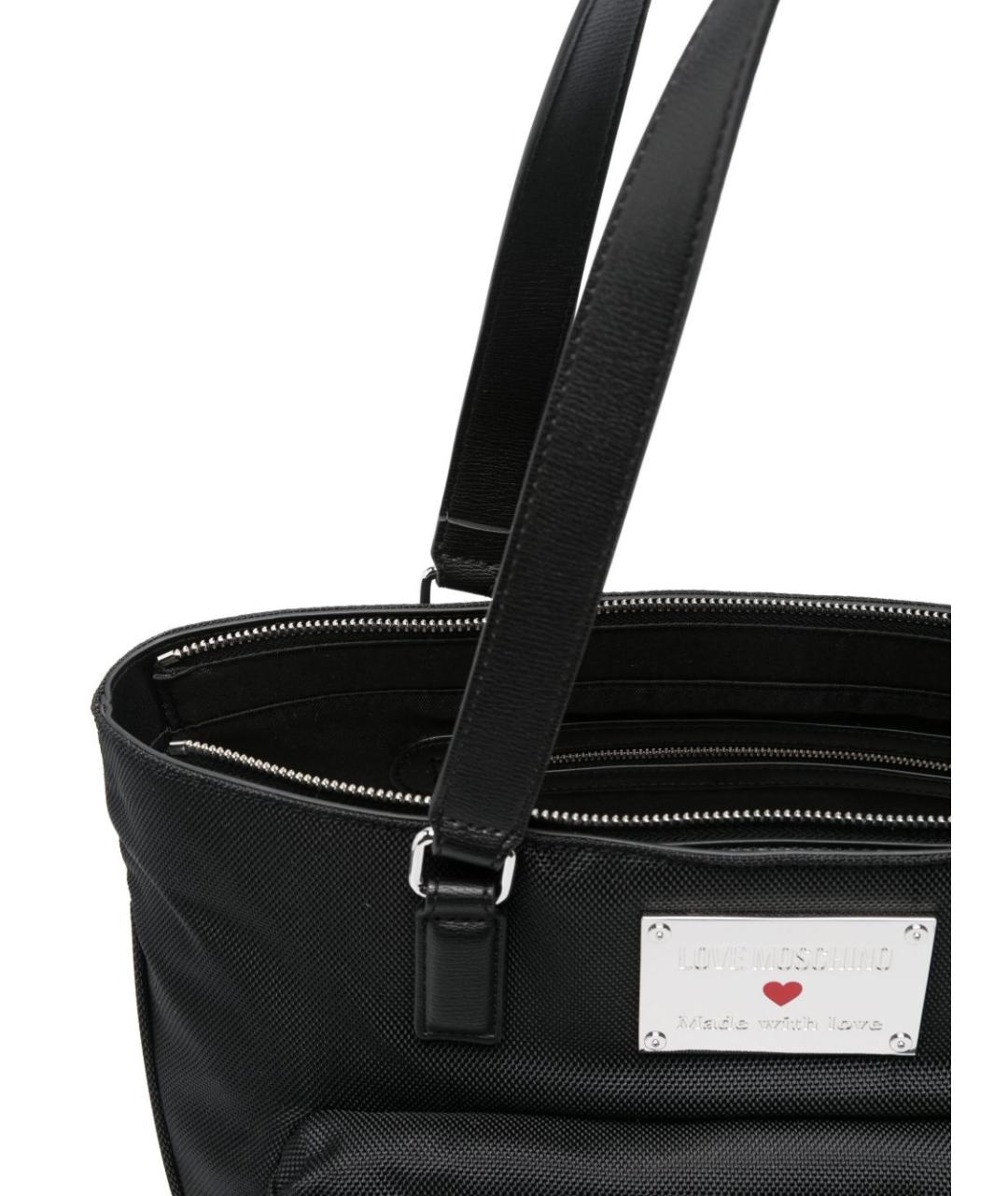 LOVE MOSCHINO Черная синтетическая сумка тоут, фото 4