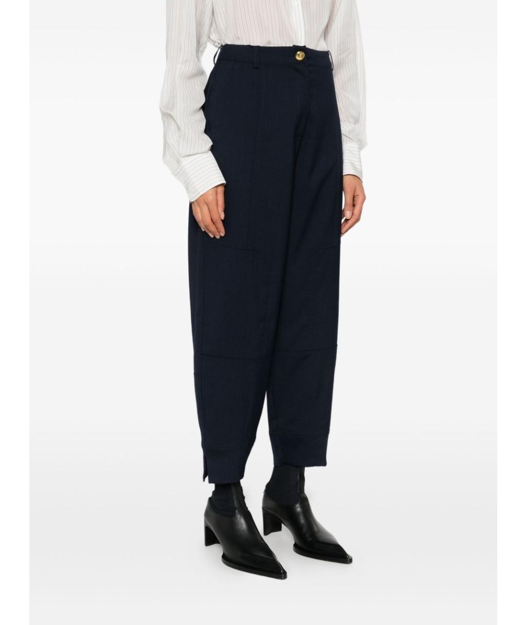 PINKO Темно-синие полиэстеровые прямые брюки, фото 5