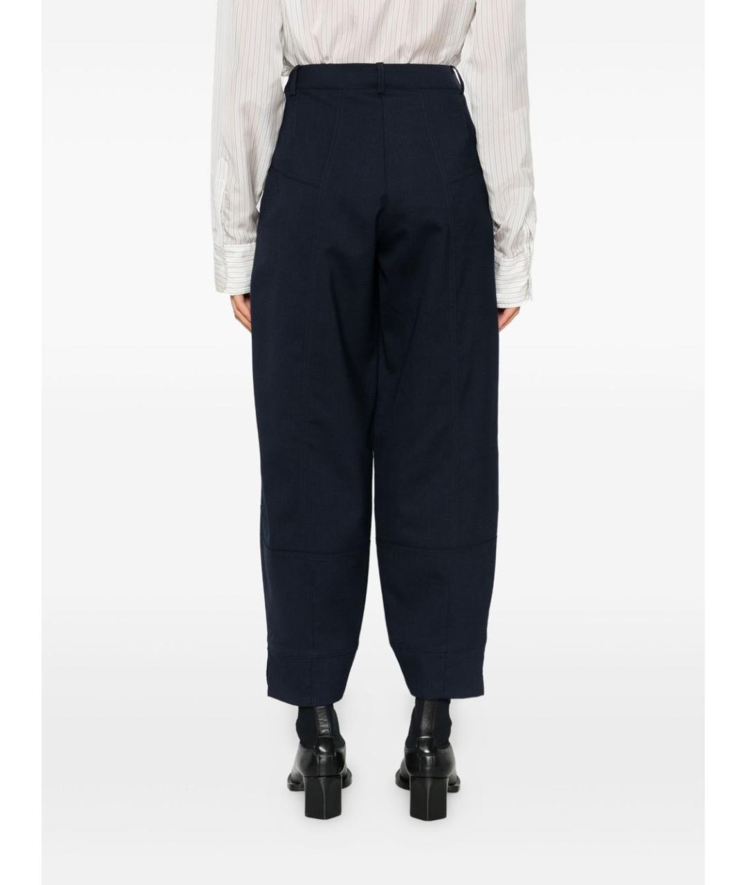 PINKO Темно-синие полиэстеровые прямые брюки, фото 2