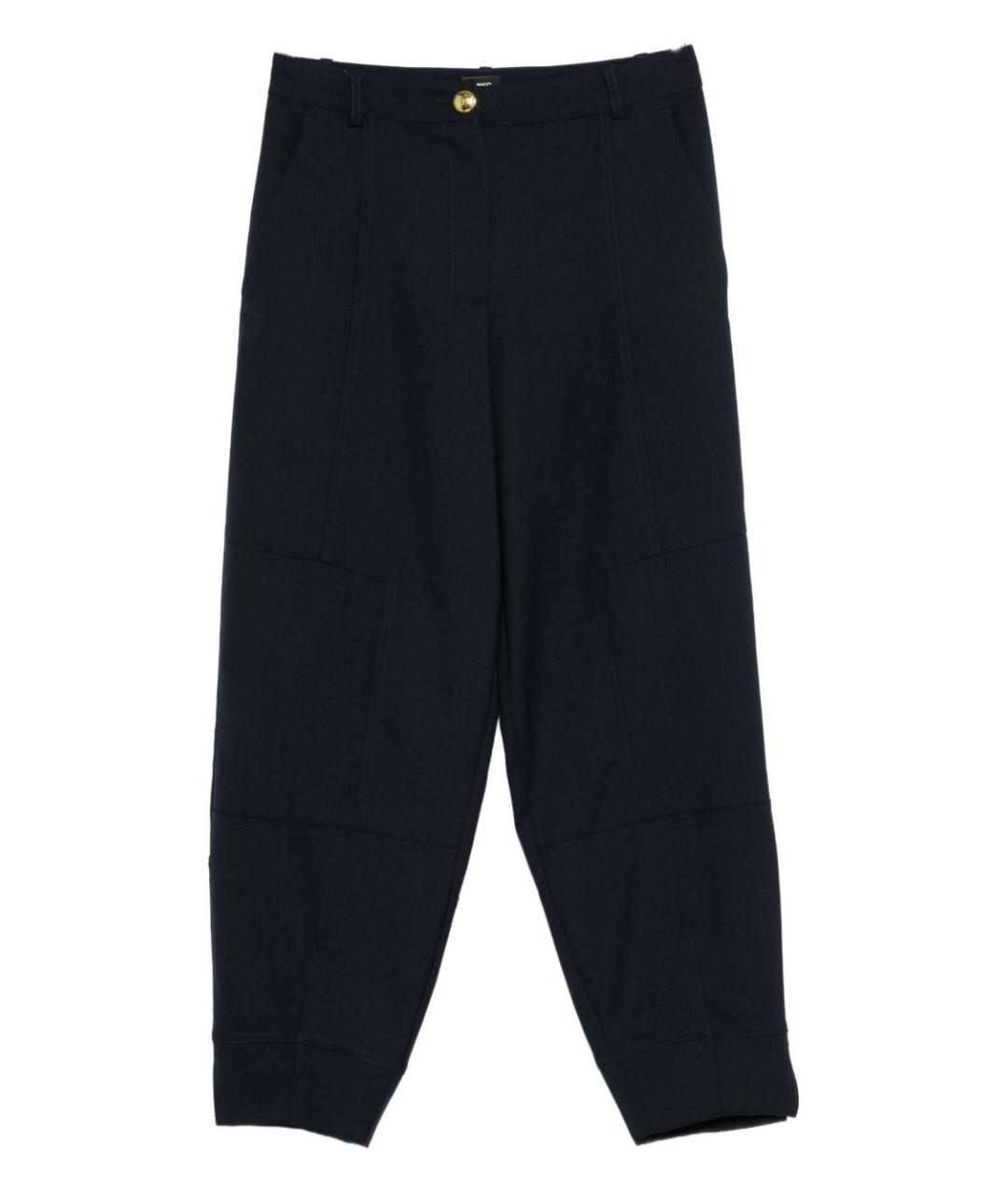 PINKO Темно-синие полиэстеровые прямые брюки, фото 1