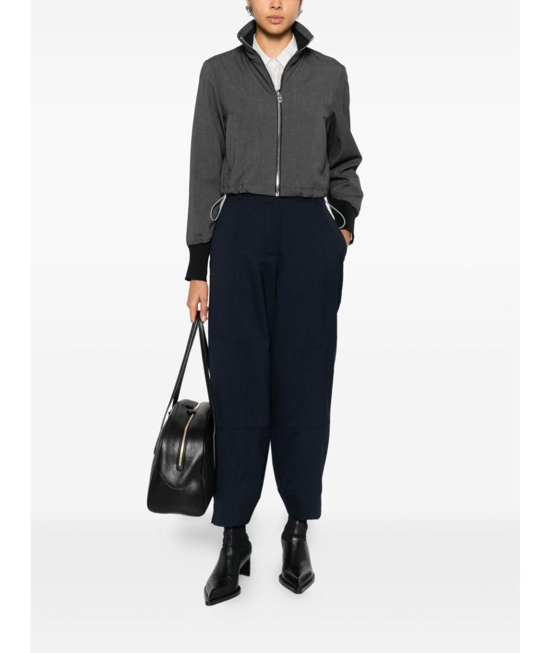 PINKO Темно-синие полиэстеровые прямые брюки, фото 3