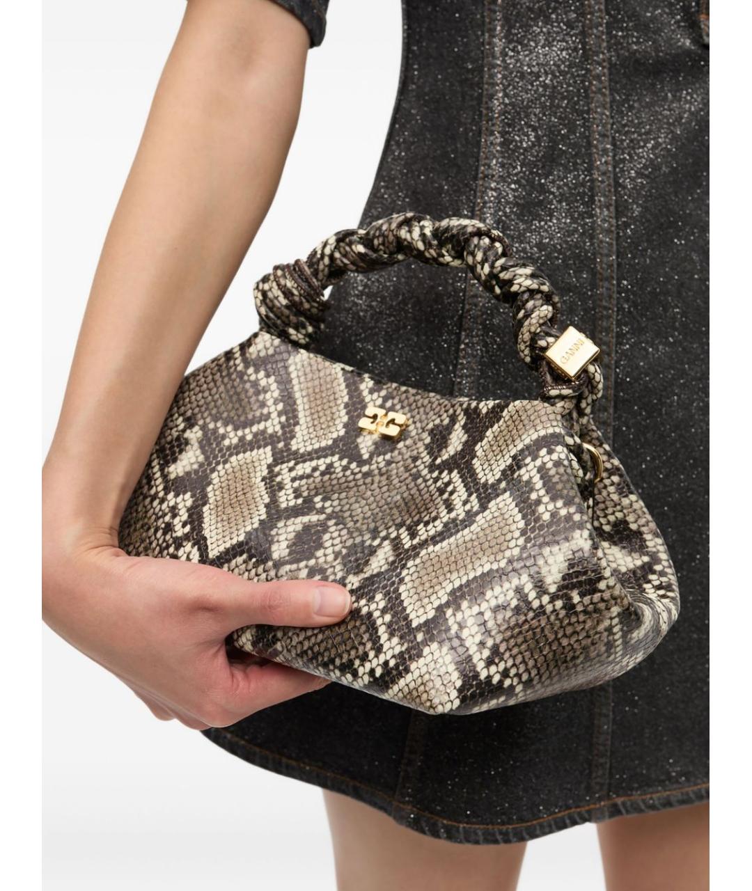 GANNI Бежевая кожаная сумка через плечо, фото 4