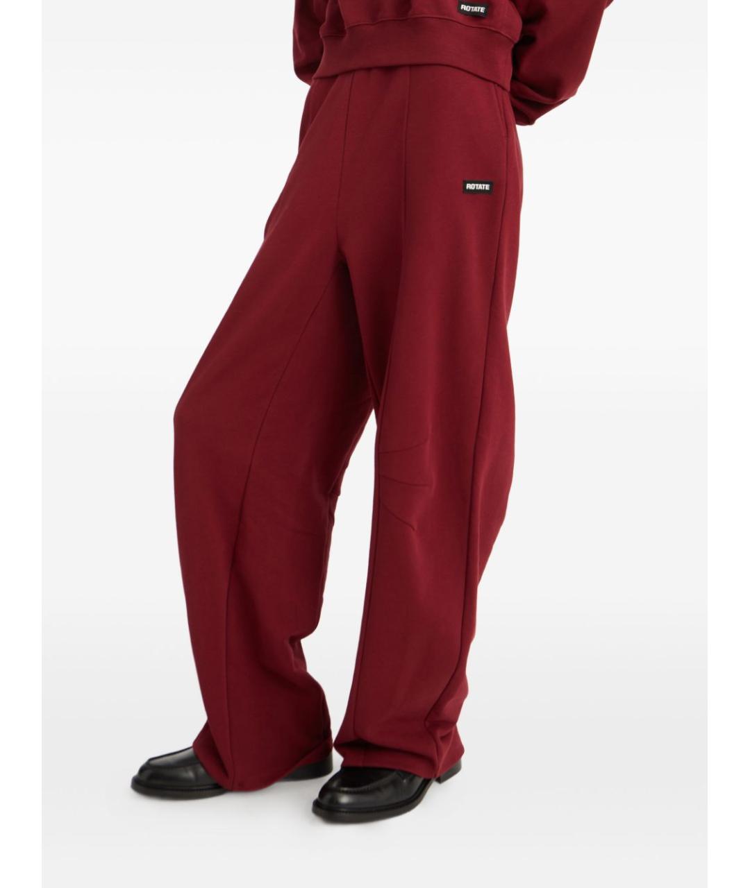 ROTATE Бордовые хлопковые прямые брюки, фото 5