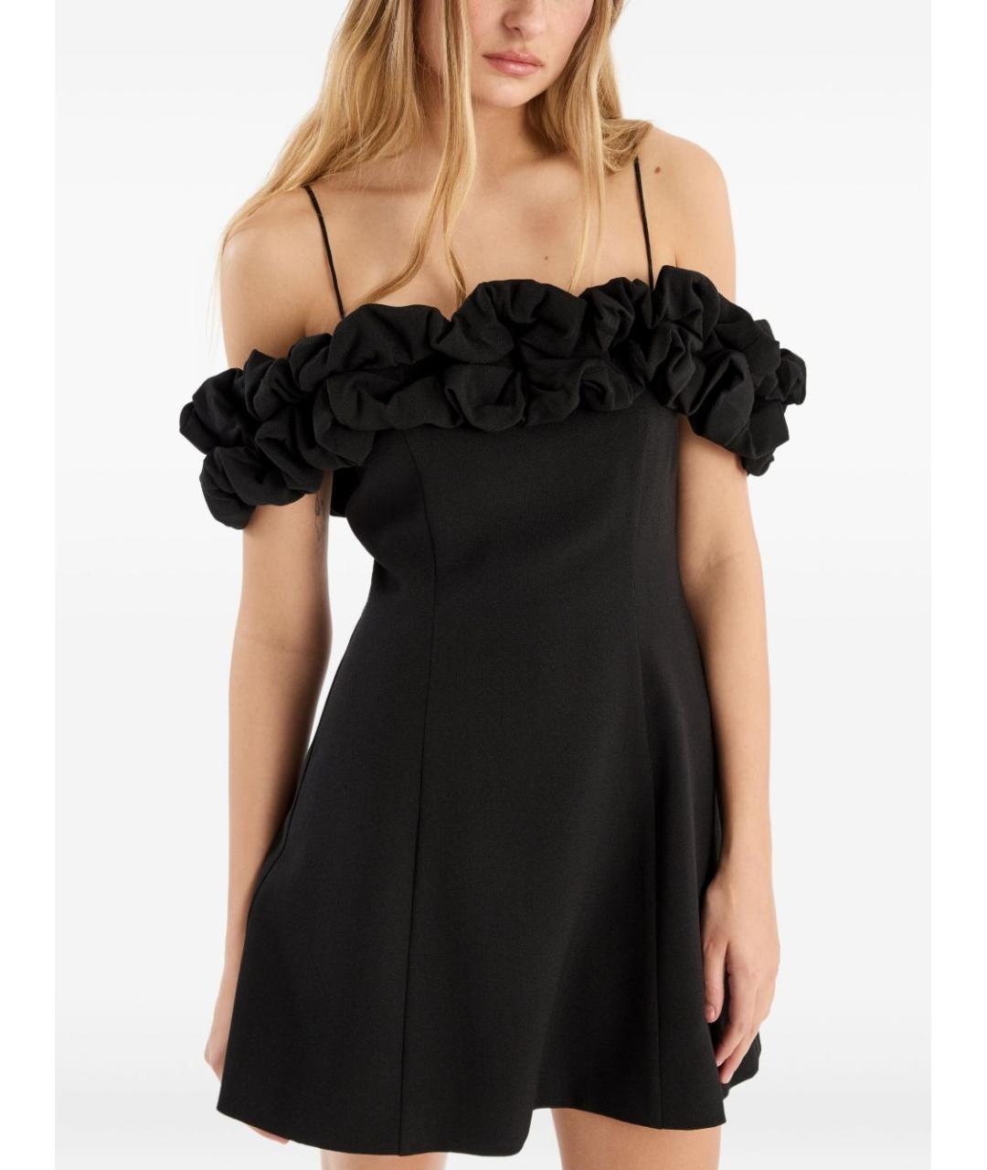 ROTATE Черное полиэстеровое повседневное платье, фото 3