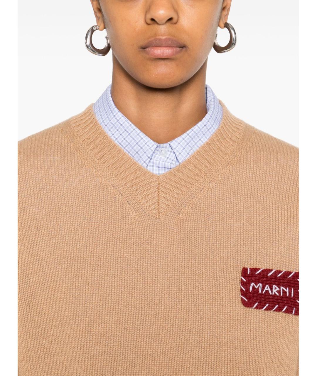 MARNI Коричневый кашемировый джемпер / свитер, фото 4