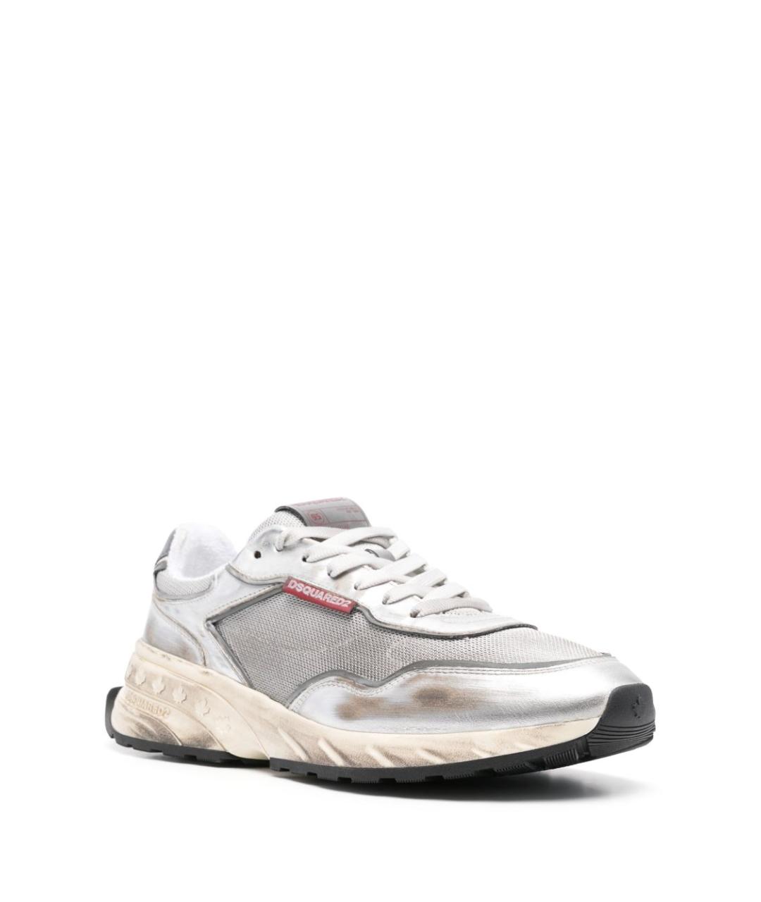 DSQUARED2 Серебряные текстильные низкие кроссовки / кеды, фото 2