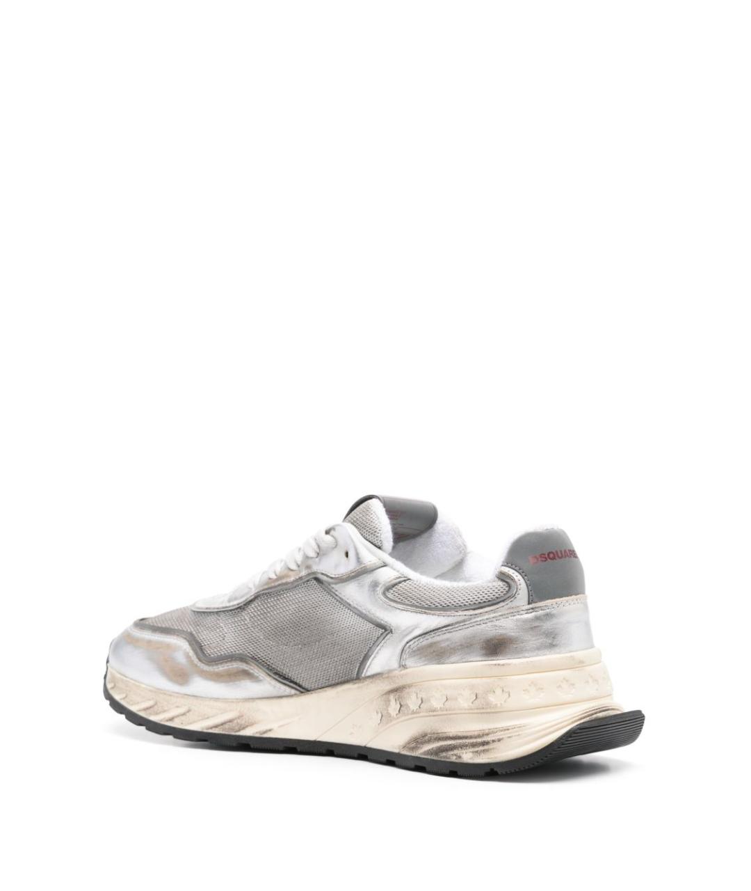 DSQUARED2 Серебряные текстильные низкие кроссовки / кеды, фото 3